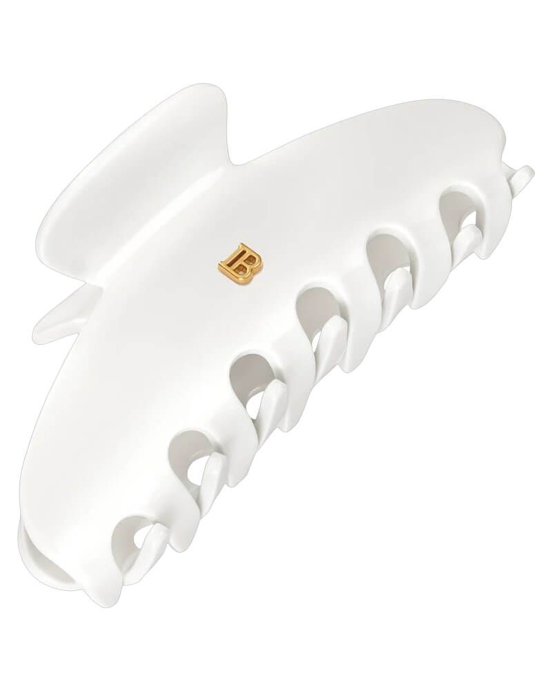 Balmain Paris ACCESSORIES Cellulose Acetate Pince à cheveux Large White 18k Gold