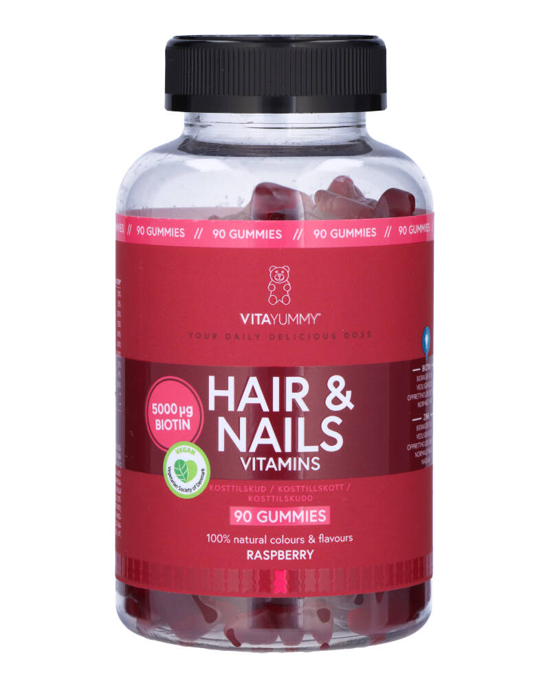 Hair & Nails Vitaminer Bringebær 90 stk Gummies