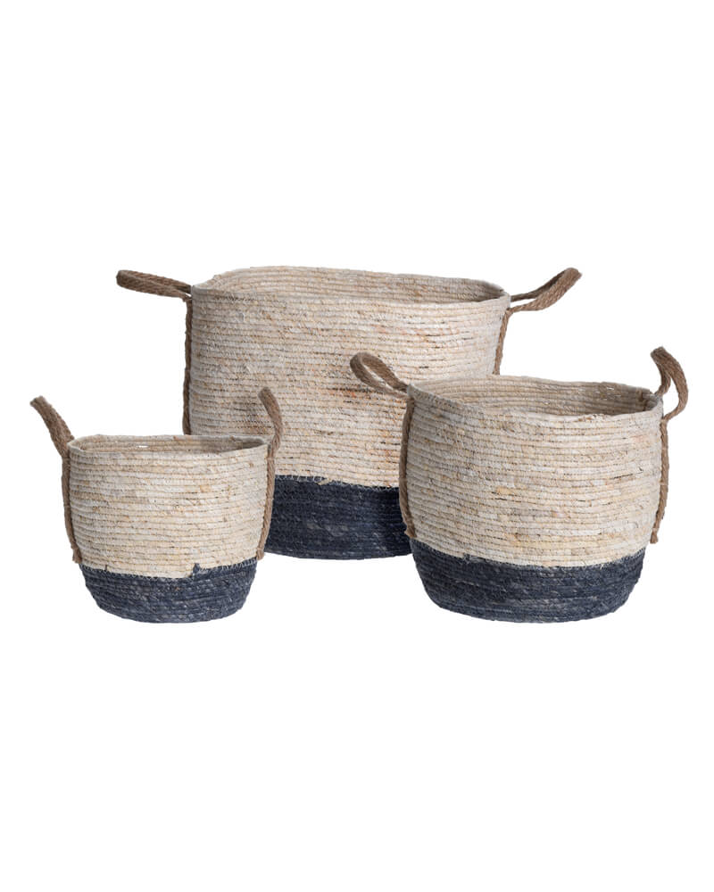 Excellent Houseware Basket Set Black   3 stk.