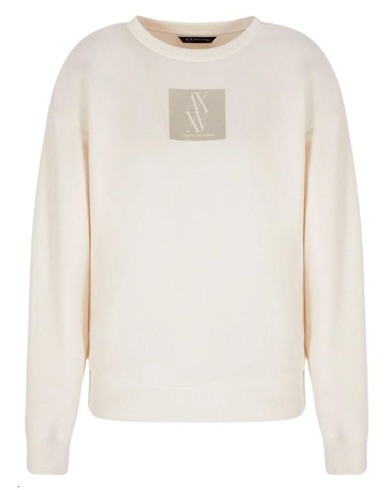Armani Exchange Woman Logo Sweatshirt White Str. S
