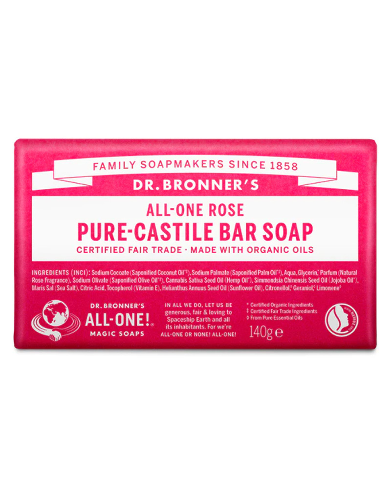 Dr. Bronner's Pure-Castile Bar Soap Rose 140 g