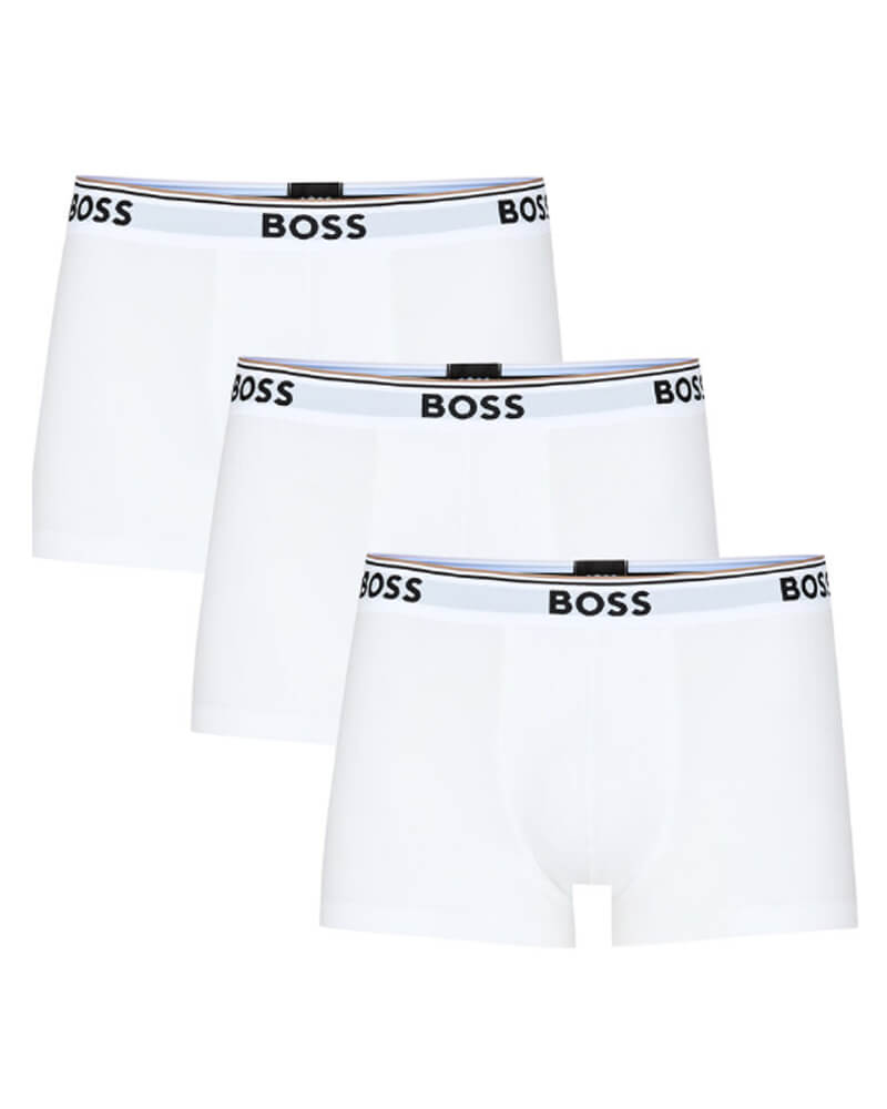 BOSS 6P Cotton Stretch Trunks Hvit bomull Large Herre
