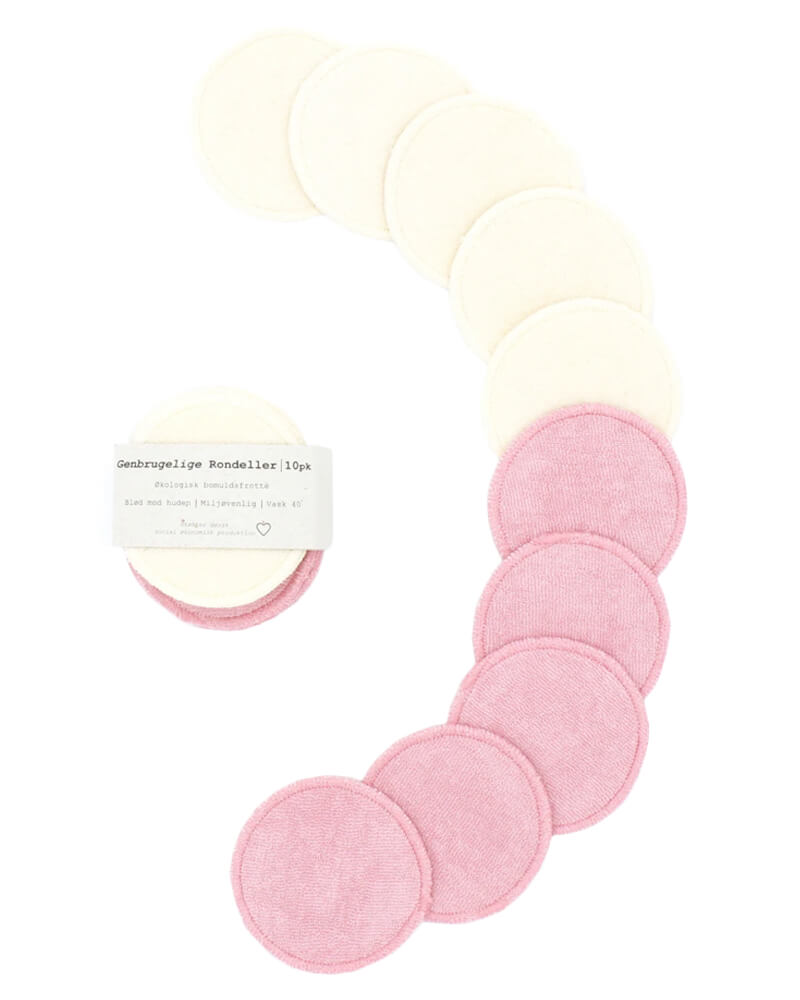 Recyclable Pad Natur White and Rosa   10 stk.