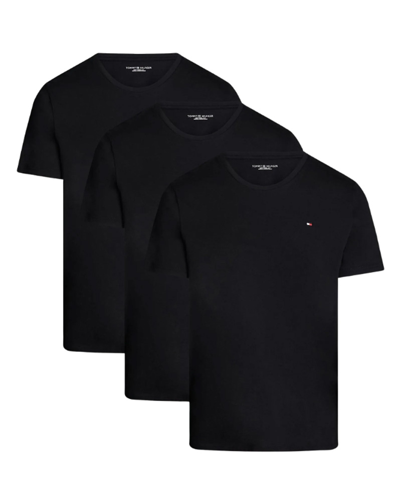 Tommy Hilfiger Cotton Crew Neck Tee 3-Pack Sort Str. S