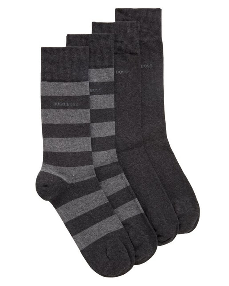 Boss Hugo Boss sokker 2-pakning størrelse 39-42 - Block Stripe grå 2 stk.