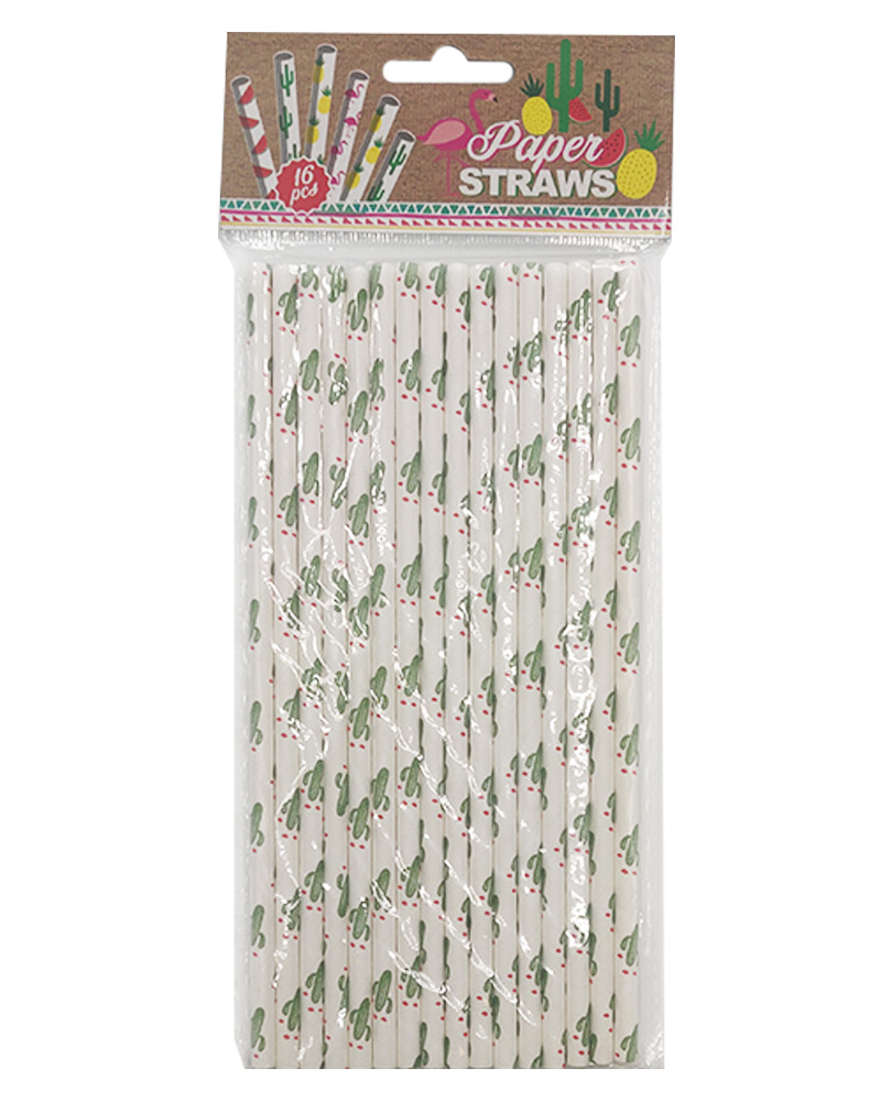 Party Collection Paper Straw Cactus   16 stk.