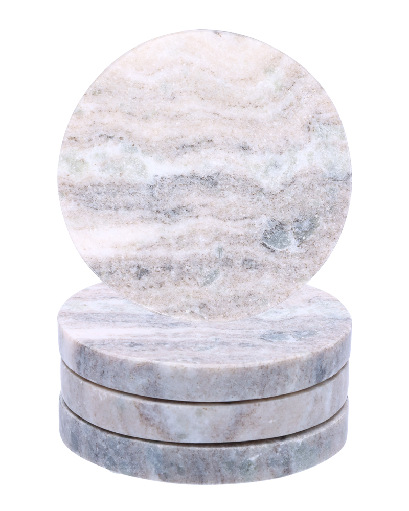 Excellent Houseware Marble Coaster Sand 10 x 10 cm   4 stk.