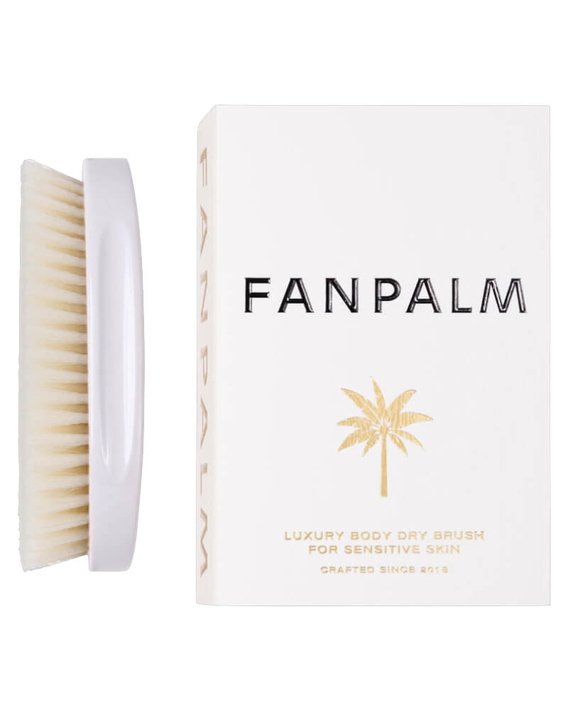 Fan Palm Dry Body Brush — Sensitive skin — Glossy White 301 g