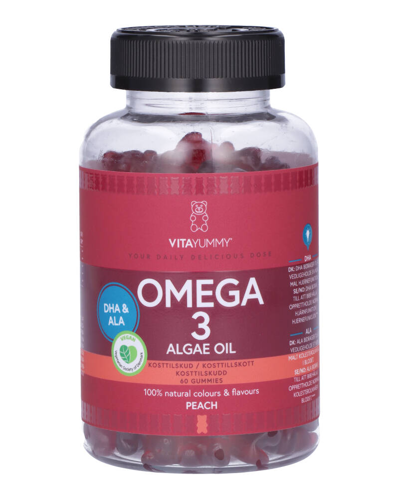 VitaYummy Omega 3 Algae Oil Peach   60 stk.