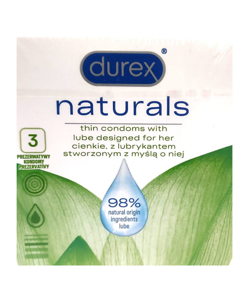 Durex Kondomer Naturals Thin Condoms With Lube Designed For Her   3 stk.