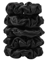 Yuaia 5-pak Soft Satin Scrunchies Medium Black
