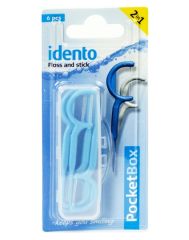 Idento Floss and Stick, TravelBox 6 stk (blå) 