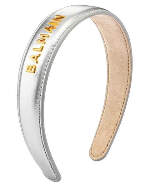 Balmain Leather Hair Barrette silver