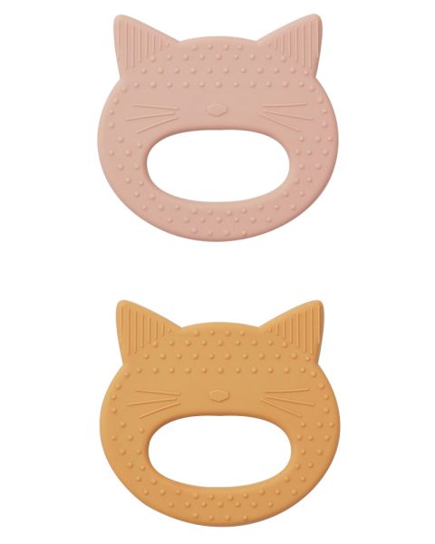 Liewood Geo Teether 2-pack Cat Rose / Yellow Mellow Liewood Geo Teether 2-pack Cat Rose / Yellow Mellow