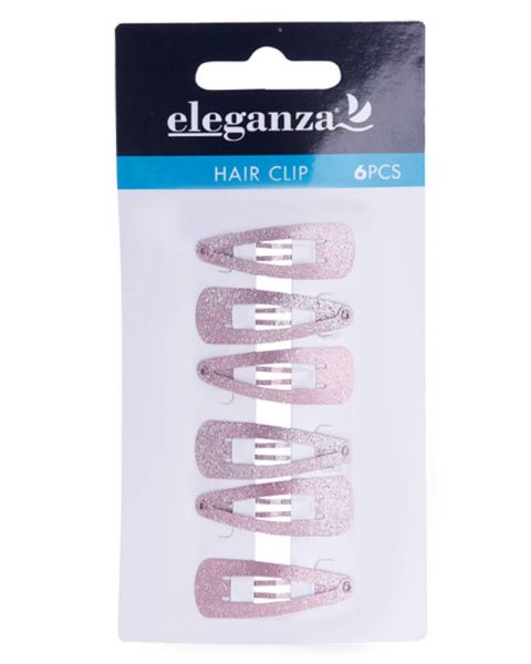 Eleganza Hair Clip Pink Glitter 3cm