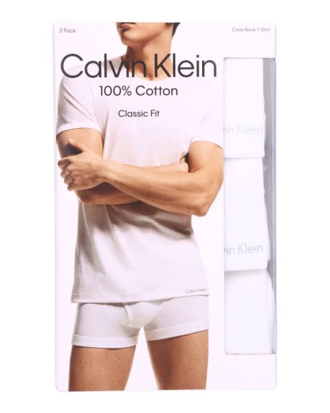 Calvin Klein Classic Fit Crew Neck T-shirt 3-Pack Hvid Str. M Calvin Klein Classic Fit Crew Neck T-shirt 3-Pack Hvid Str. M