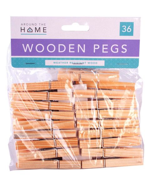 Wooden Clothes Pegs 36 Pack