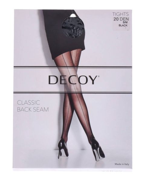 Decoy Classic Back Seam Tights (20 Den) Black S/M