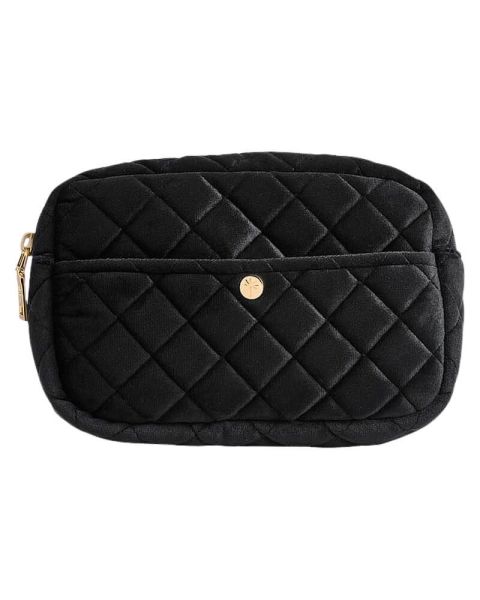Fan Palm Beauty Bag Quilted Velvet Black Medium Fan Palm Beauty Bag Quilted Velvet Black Medium