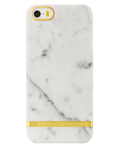 Richmond And Finch Carrera White Marble Glossy - Gold iPhone 5/5S/SE Cover 