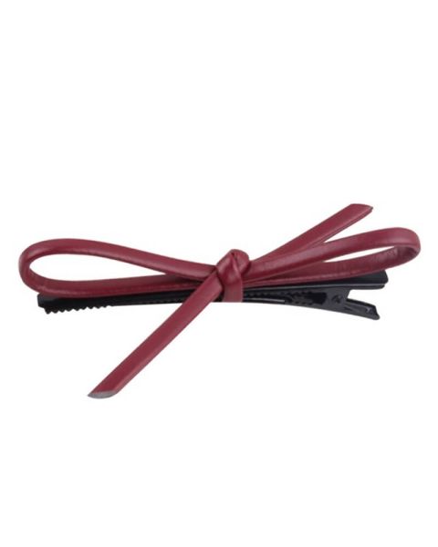 Everneed Pollie Leather Bow Hair Clips Bordeaux
