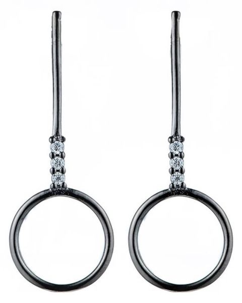 Everneed Daniella - Long Oxidized Earrings with circle (U)