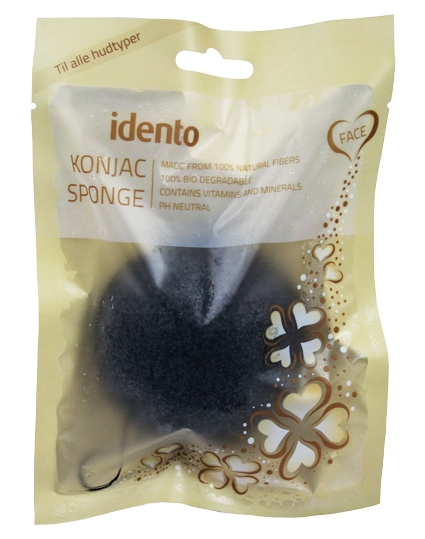 Idento Konjac Svamp - Halfball - Bamboo Charcoal (Sort)