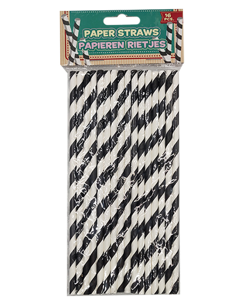 Party Collection Paper Straw Stripes 16 stk.