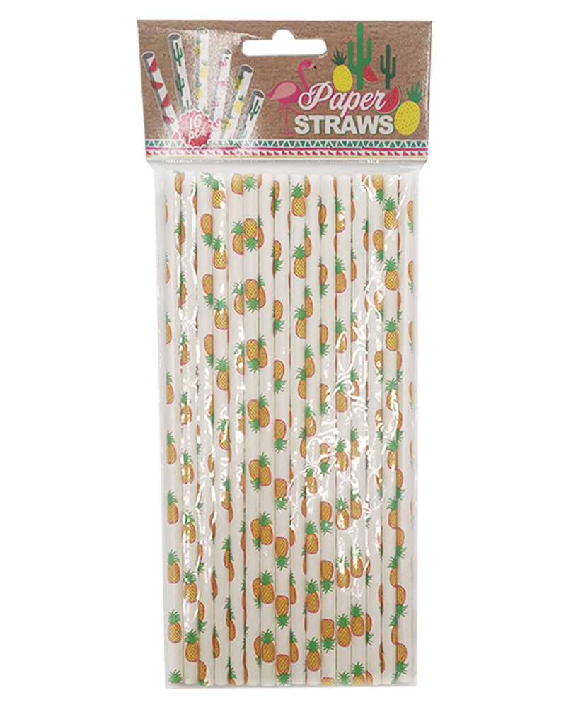Party Collection Paper Straw Pineapple   16 stk.