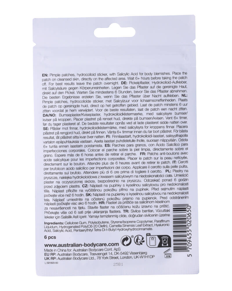 Australian Bodycare Pimple Patches – Bumseplastre Til Ryg Og Bryst   6 stk.