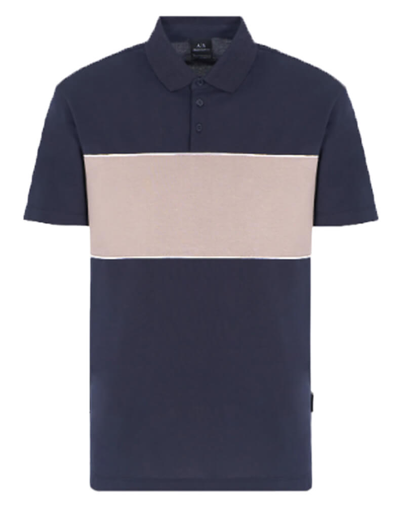 Armani Exchange Men Polo Shirt Navy/Beige XL