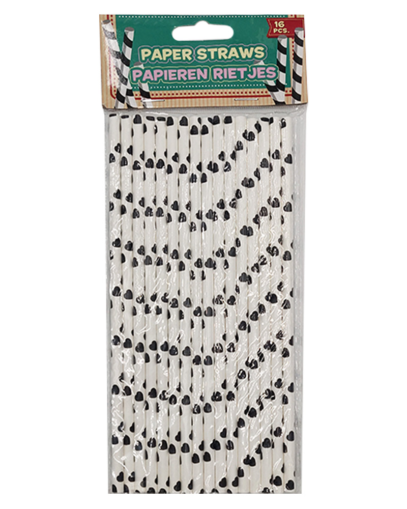 Party Collection Paper Straw Hearts   16 stk.