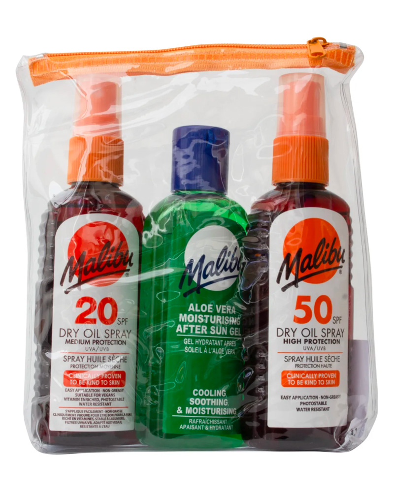 Malibu Travel Pack Dry Oil Spray SPF20 & SPF50 300 ml 3 stk.