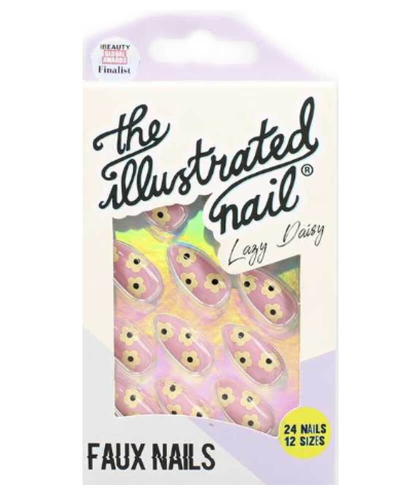 The Illustrated Nail Pink Lazy Daisy Faux Nails   24 stk.